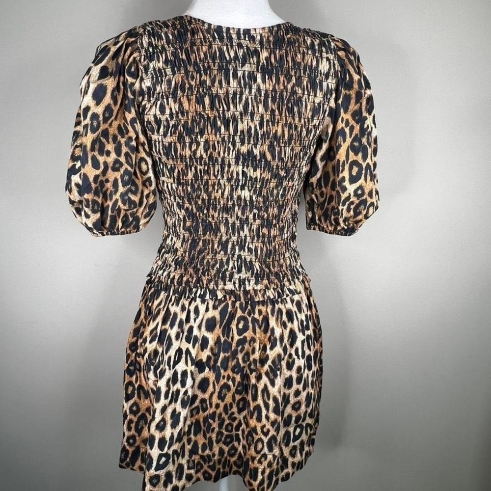 Leopard Print Tie-Front Mini Dress - Brown - Picture 2 of 7